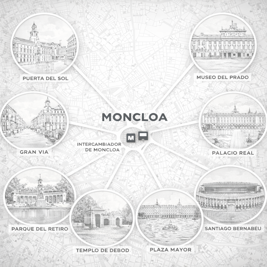 Mapa y ubicación estratégica en Moncloa